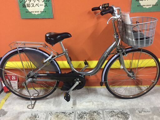 レンタサイクル店使用　自転車整備士整備済み！》NO.156中古車　26インチ　ブリヂストン製　電動アシスト車　シルバー　バッテリー新品12.3ah付