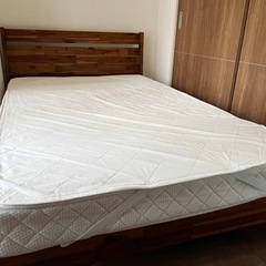【セミダブル】天然木のビンテージ風ベッド
