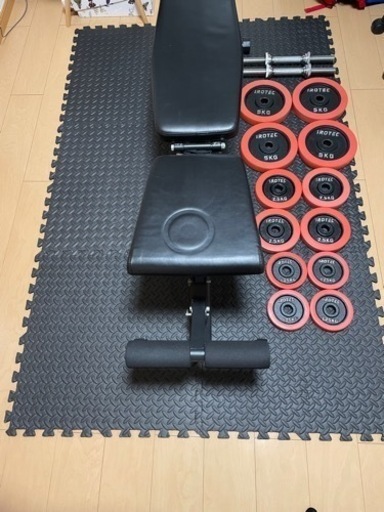【東京引取限定】iROTEC 合計35kg ダンベルセット 折り畳みベンチ台付き 東京引取限定】iROTEC 合計35kg ダンベルセット 折り畳みベンチ