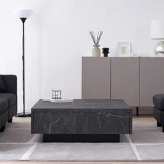 LOWYA [幅90] センターテーブル ストーン調 スチール脚 日本製