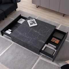 LOWYA [幅90] センターテーブル ストーン調 スチール脚 日本製