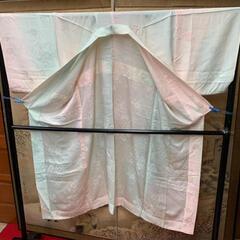 正絹　長襦袢　ピンク地に花柄　半衿なし　単衣　着物