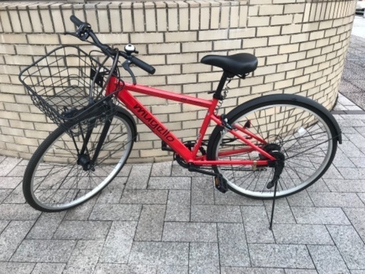 自転車[ムジェロB] 27インチ シティーサイクル 外装6段/LEDライト/レッド