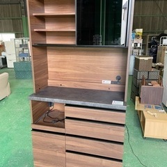 #047. 美品　Pamouna パモウナ 食器棚  キッチン収納 ハイカウンターキッチンボード