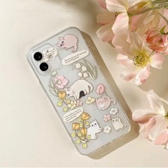 韓国可愛い猫　花 iPhoneケース スマホケース