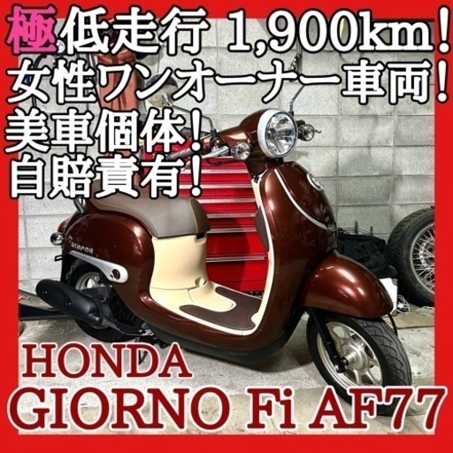 ☆安心の点検整備.動画☆ホンダ ジョルノ Fi AF77☆女性ワンオーナーの最新現行車両！極低走行で中身外観抜群仕上がり！