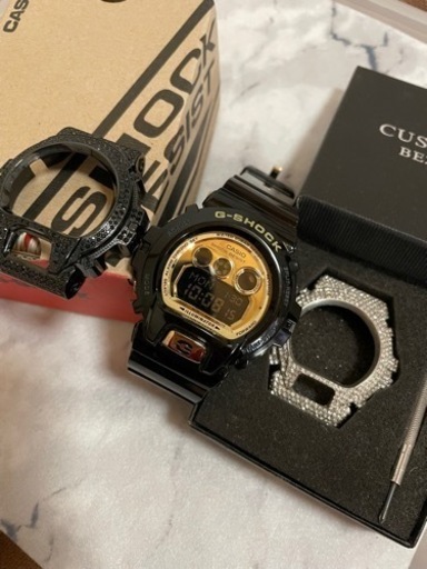 [ほぼ未使用] スワロフスキーカスタムベゼル新品+CASIO G-SHOCK GDX6900-FB３点セット:箱付き