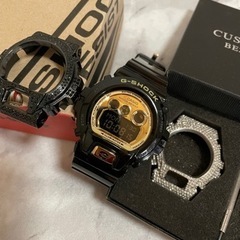 [ほぼ未使用] スワロフスキーカスタムベゼル新品+CASIO G...