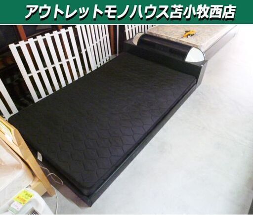 格安 セミダブルベッド マットレス付き 幅125×奥行220×高さ50cm ブラック ローベッド 家具 寝具 ベット 苫小牧西店