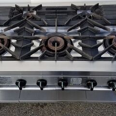 業務用 ガステーブル 5口 コメットカトウ XY-12605T 1200×奥行600×高さ800mm 都市ガス 13A 2011年製