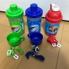 【無料】子ども用水筒　練習用水筒　used品　3本セット　プラレール