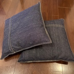 【2個セット】無印良品綿デニムクッション４３×４３ｃｍ　