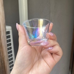 虹色ガラス小皿