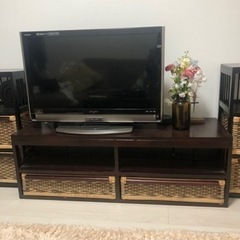 アジアンテイスト 3点セット（テレビ台・収納棚×2台）