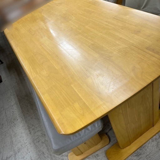 J2179 福岡家具  大川家具 SAKAI KOUGEI サカイ工芸  ROMY TABLE 1500 ロミーテーブル 天然木 ダイニングテーブルセット 椅子２脚ベンチ付 クリーニング済み