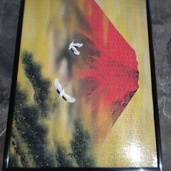 縁起のいい赤富士のジグソーパズル　完成品　額入り　壁掛け　風水
