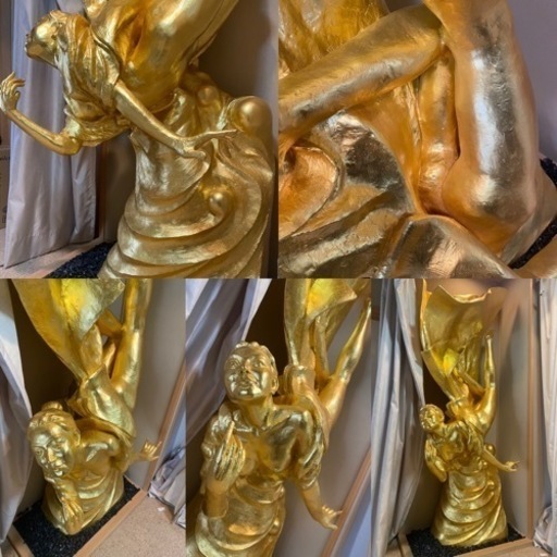 黄金 金色 女神像 巨大 特大 等身大 造形物 造形作品 ゴールド 人物像