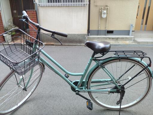 手渡しのみ、無料配達地域あり、税込12,000円、27インチ、グリーン、片足スタンドの中古自転車、自転車出張修理店グッドサイクルが出品