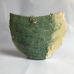 生け花用花器  Green + Beige Ikebana vase