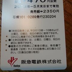 阪急電車470円区土日祝切符