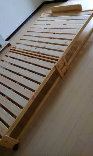 受け渡し予定済　日本製　木製　折りたたみすのこベッド　【ワイドシングル】