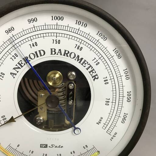 ut8/11　アネロイド バロメーター　SATO ANEROID BAROMETER 気圧計 温度計付 船舶用 真鍮製 レトロ ビンテージ　※ジャンク扱い