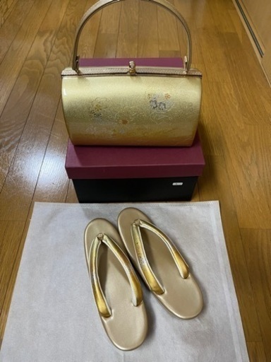 和装 草履 バッグ セット ゴールド エナメル