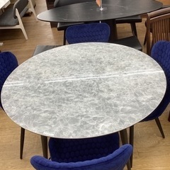 KB-20【新入荷　アウトレット】クーガーセラミック天板　円卓ダイニング5点セット　ネイビーイス