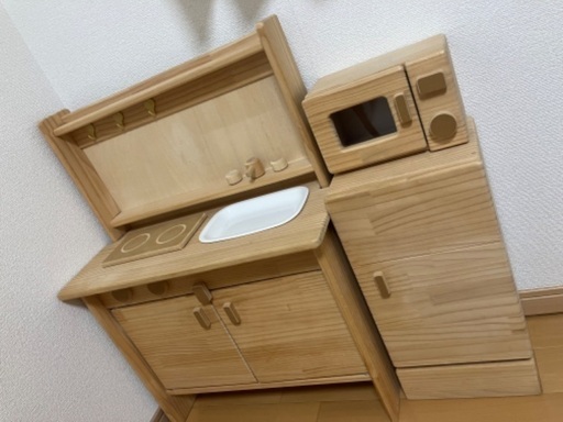 木製 おままごとキッチン 電子レンジ 冷蔵庫セット