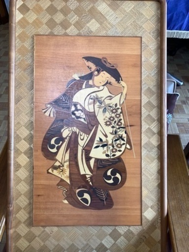 木象嵌 浮世絵 寄木細工美術品 日本画木工工芸