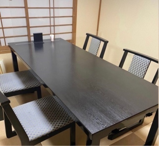 ※限界値下げ！黒木目テーブル、チェア(5脚)セット 限界値下げ！黒木目テーブル、チェア(5脚)セット - ダイニングテーブル