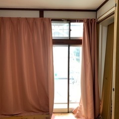 カーテンくすみピンク＋カーテンレール