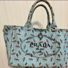 PRADA カナパ トートバッグ 2way サボテン ハット トード柄 ブルー