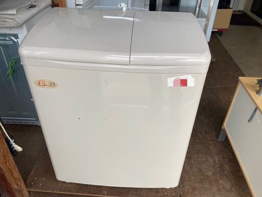 ☆中古￥9,800！【会員価格￥9,800】HITACHI　2槽式洗濯機　家電　2019年製　PS-H45L型　幅75cmｘ奥行43cmｘ高さ89cm　【BB038】