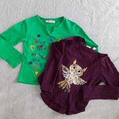 長袖シャツ　２枚　GAP　紫、緑　ビーズ　110～116cm　