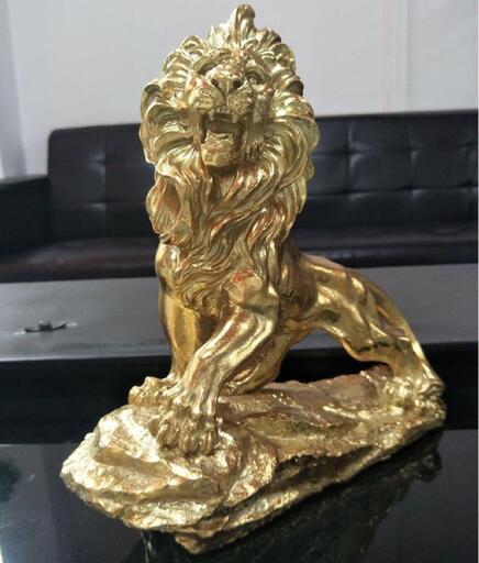 豪華ゴールド黄金百獣の王ライオンオブジェ 置物 インテリア 獅子 オブジェ