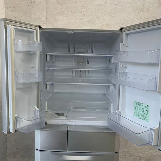三菱 6ドア 冷凍冷蔵庫 フレンチドア 601L 冷蔵425L 冷凍176L MR-E60R-S形 シルバー 2010年製