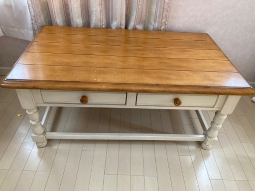 ローラアシュレイ/北欧風/白＆木製/センターテーブル/コーヒーテーブル