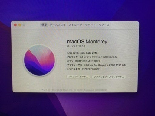APPLE iMac IMAC MK442J/A キーボード マウス 付属なし