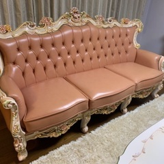 ソファ　本革　ロココ　姫家具　イタリア