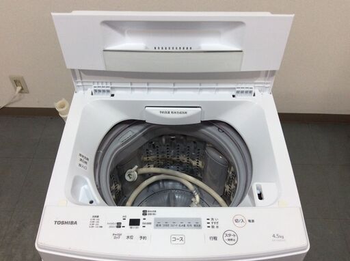 (3/11受渡済)JT6202【TOSHIBA/東芝 4.5㎏洗濯機】美品 2018年製 AW-45M5 家電 洗濯 簡易乾燥付