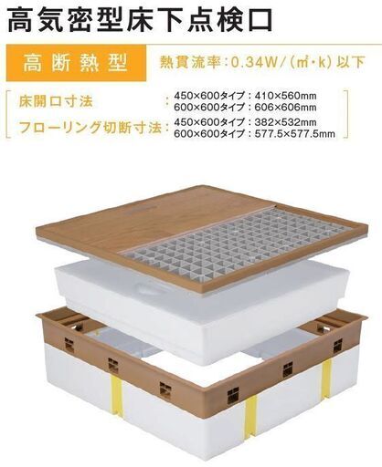 【新品】高断熱型Joto床下点検口450×600フローリング12mmアイボリーSPF-R45F12-BC2
