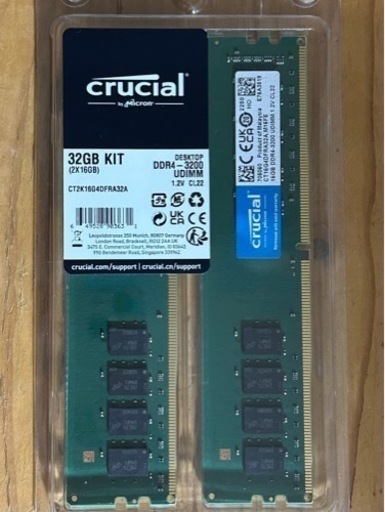 Crucial DDR4-3200 16GB×2 デスクトップ用メモリー 【値下げ】