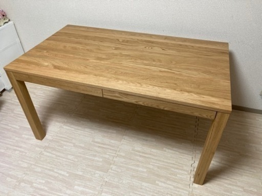 【美品】無印良品木製テーブル（引出付）／オーク材／幅１４０ｃｍ