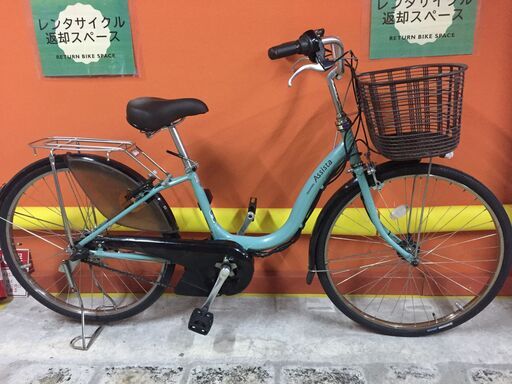 レンタサイクル店使用　自転車整備士整備済み！》NO.158中古車　26インチ　ブリヂストン製　電動アシスト車　グリーン　バッテリー新品12.3ah付