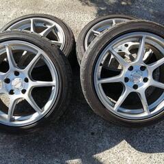 ENKEI 17㌅ 7J+45 114.3  5穴　山7〜8分程　アルミホイールタイヤセット　エンケイ　ダンロップ