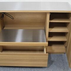 フランフラン/Francfranc ライツ キッチンカウンター ナチュラル ステンレス天板 幅1200 中古家具 店頭引取歓迎 R6847)