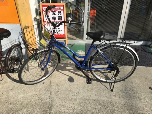 現状販売】26インチ自転車 青 ママチャリ