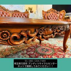 (中古)  豪華！ロココ様式 最高級応接4点セット 約250万円の品、美品 3Pソファ+1Pソファ2脚+センターテーブル イタリア製 木彫り装飾 猫脚 ‼️