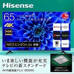 新品未使用品ハイセンス65E6G4Kチューナー内蔵LED液晶テレ...